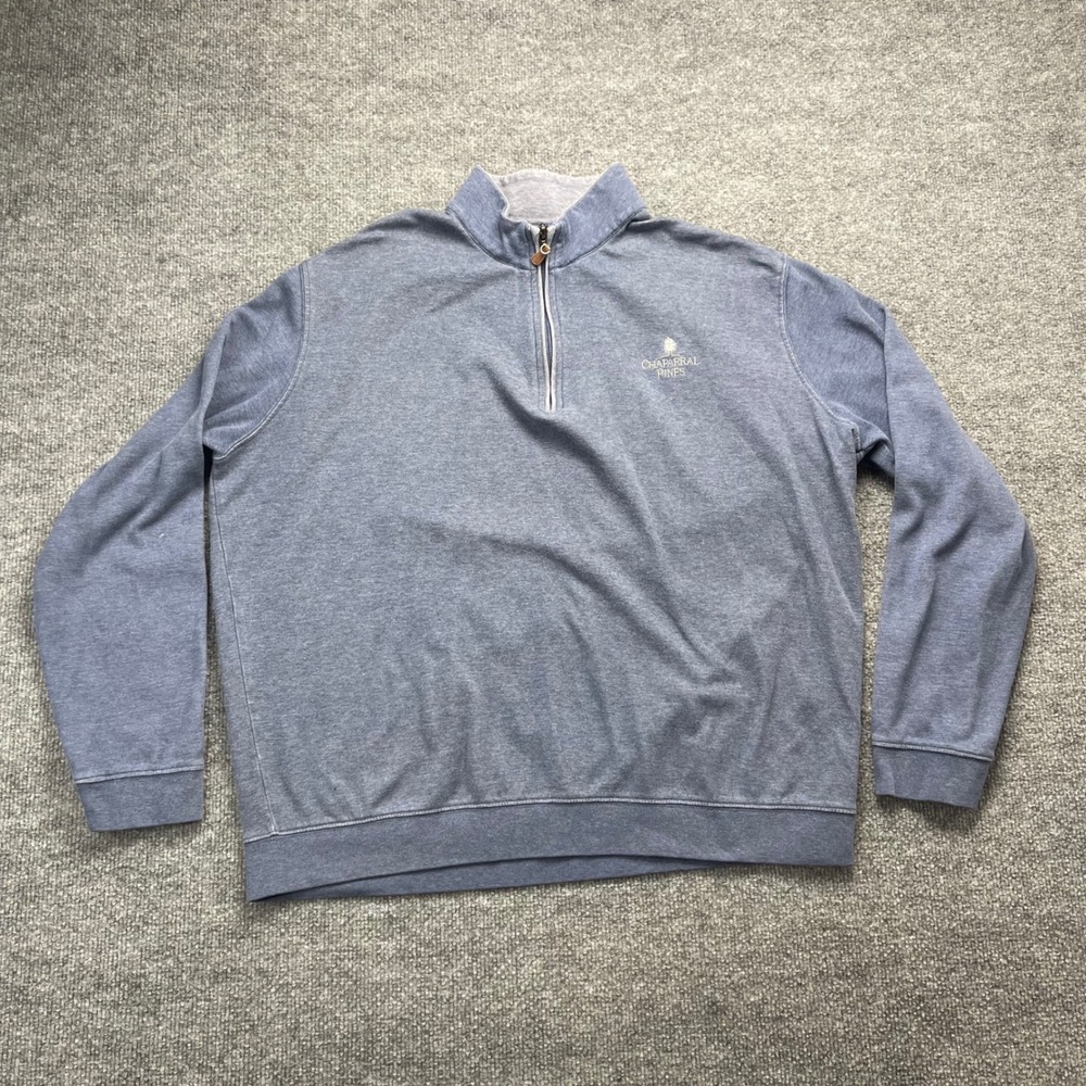 Peter Millar Chaparral Pines Mens XL Blue Heathered Quarter Zip Golf Pullover